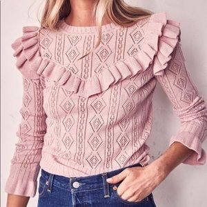LoveShackFancy Natalie Ruffle Pink Sweater. Size  M.